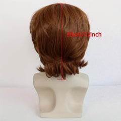 Men's Short Wavy Brown Wig 70s 80s Mullet Rocker Costume Wig