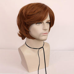 Men's Short Wavy Brown Wig 70s 80s Mullet Rocker Costume Wig