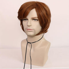 Men's Short Wavy Brown Wig 70s 80s Mullet Rocker Costume Wig