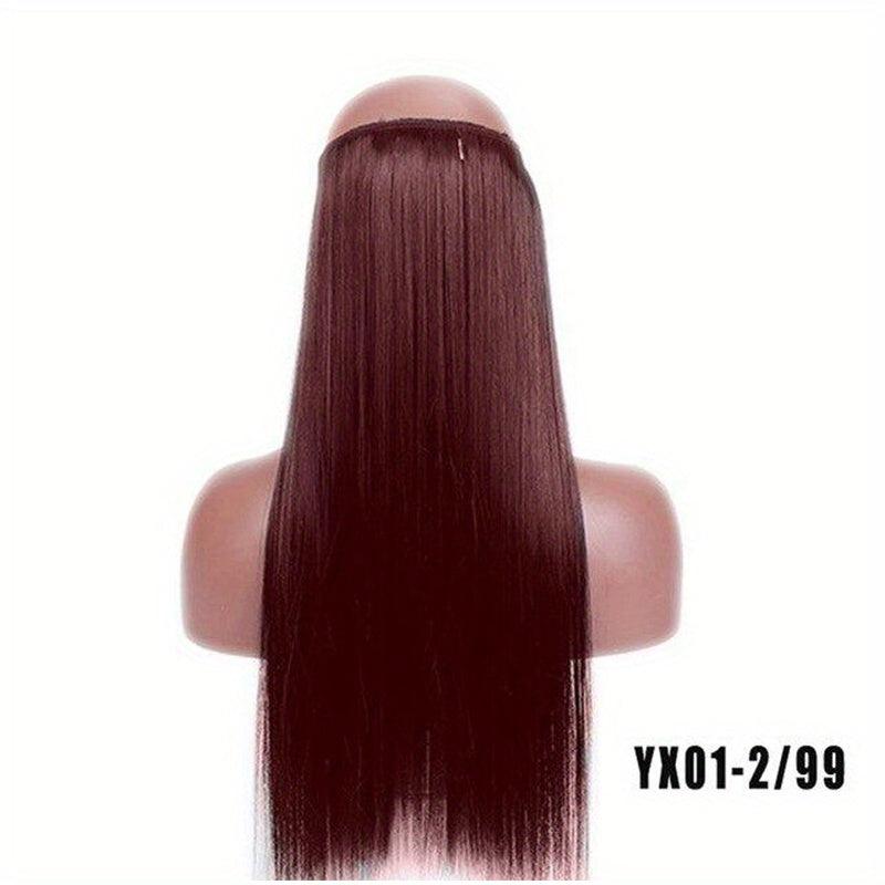 55 88 Cm No Clips Curly Hair Extension Fish Wire Natural Look Hairpiece