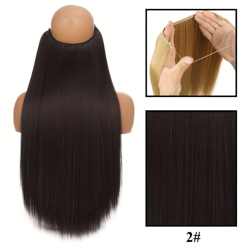 55 88 Cm No Clips Curly Hair Extension Fish Wire Natural Look Hairpiece