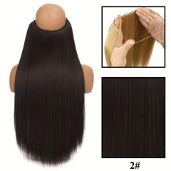 55 88 Cm No Clips Curly Hair Extension Fish Wire Natural Look Hairpiece