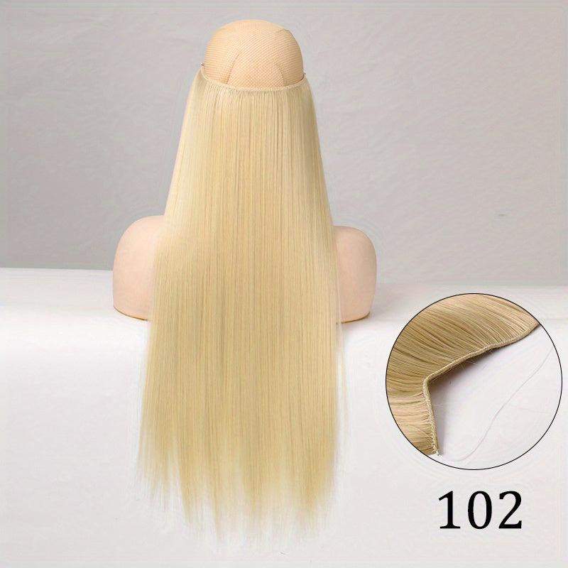 55 88 Cm No Clips Curly Hair Extension Fish Wire Natural Look Hairpiece