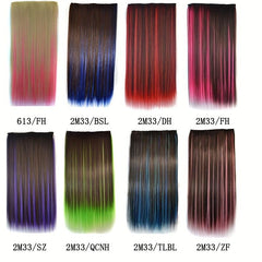 Long Straight Hair Extensions 5 Clips In Synthetic Hairpiece