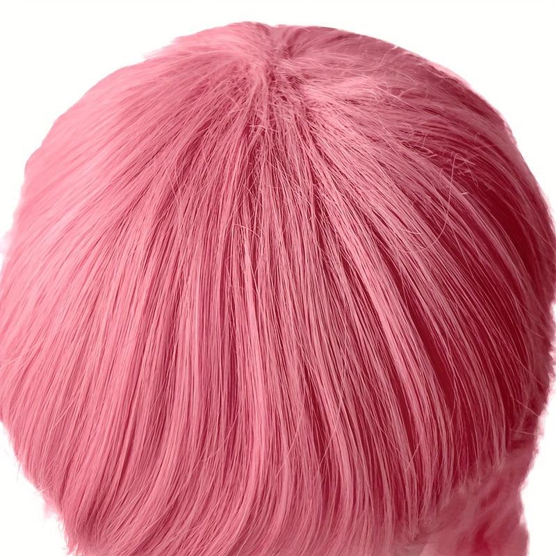 Pink Layered Long Curly Wig With Bangs Synthetic Wig Anime Cosplay Wig