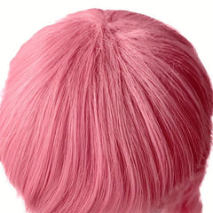 Pink Layered Long Curly Wig With Bangs Synthetic Wig Anime Cosplay Wig