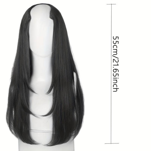 Long Straight Hair Pieces Synthetic Clip In Hair Extensions Natural Look