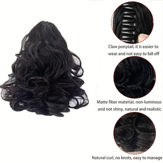Short Curly Wavy Ponytail Extensions Synthetic Daily Use