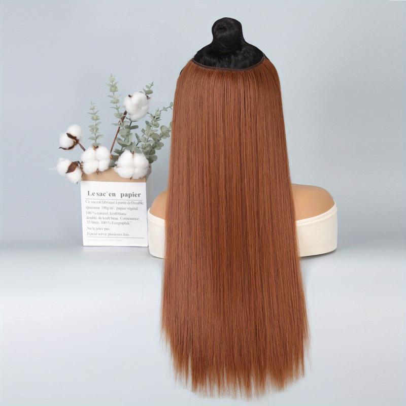 96 cm Straight Hair Extensions Invisible Wire Synthetic Fiber Hair