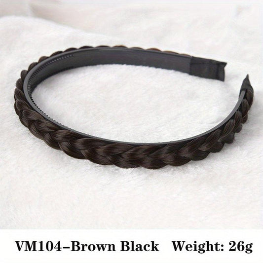 Fishbone Braid Wig with Twist Headband - Hair Accessory for Women