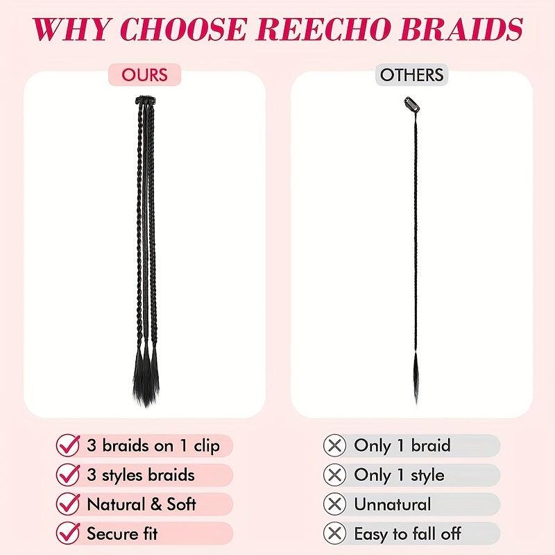 3 Strand Braid Hair Piece Clip In Extensions for Daily Use Party