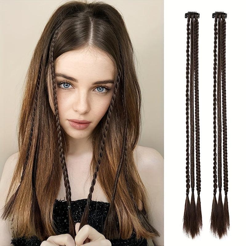 3 Strand Braid Hair Piece Clip In Extensions for Daily Use Party