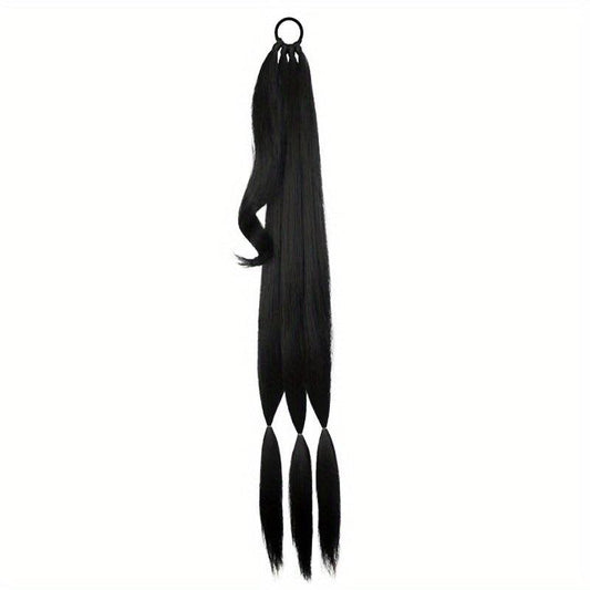76cm Y2K Straight Braided Ponytail Extensions Rubber Band Synthetic Hair