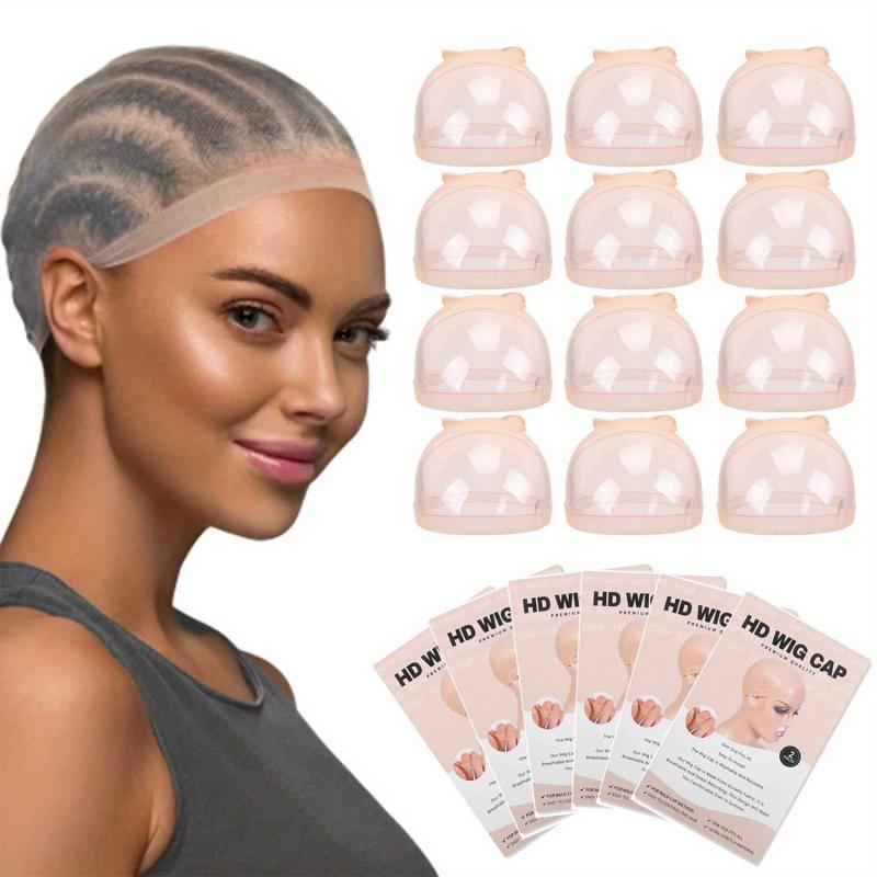 12 PCS HD Wig Cap Elastic Breathable Invisible Wig Caps