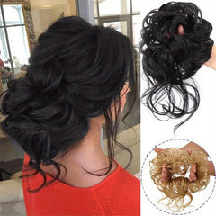 Messy Bun Hair Piece Tousled Updo Hair Bun Extension Wavy Hair Wrap