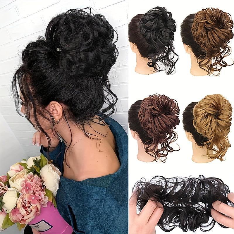 Messy Bun Hair Piece Tousled Updo Hair Bun Extension Wavy Hair Wrap