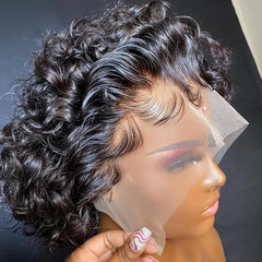Curly Short Bob Lace Front Wig Human Hair Brazilian Virgin Hair