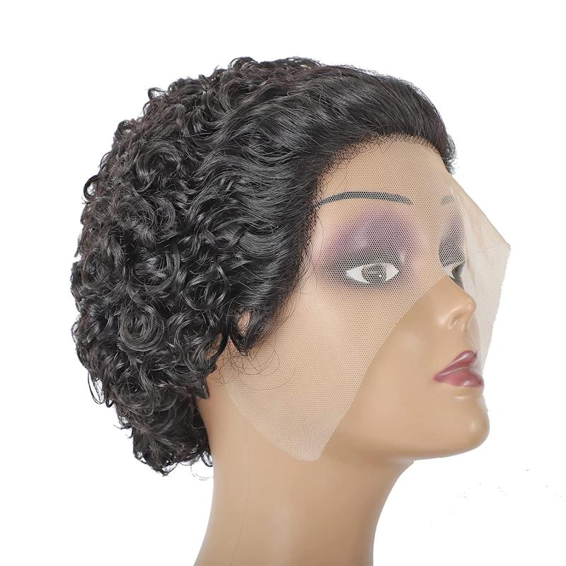 Curly Short Bob Lace Front Wig Human Hair Brazilian Virgin Hair