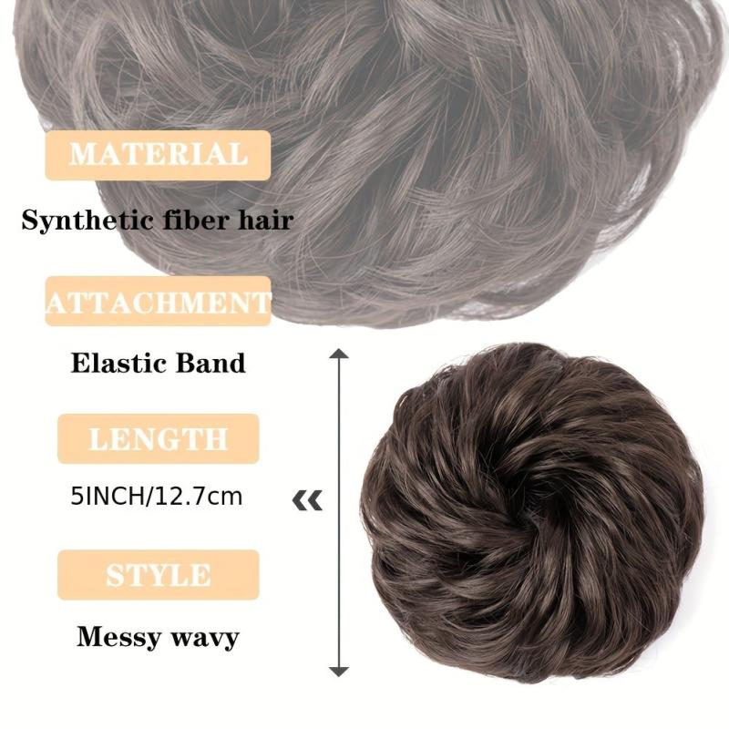 Messy Bun Hair Piece for Women Synthetic Wavy Chignon Ponytail