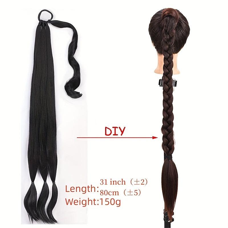 Long Braid Ponytail Extensions Straight Wrap Around Ponytail Hair