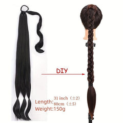 Long Braid Ponytail Extensions Straight Wrap Around Ponytail Hair