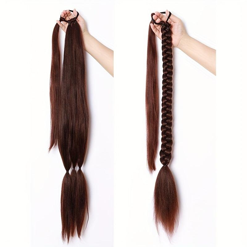 Long Braid Ponytail Extensions Straight Wrap Around Ponytail Hair