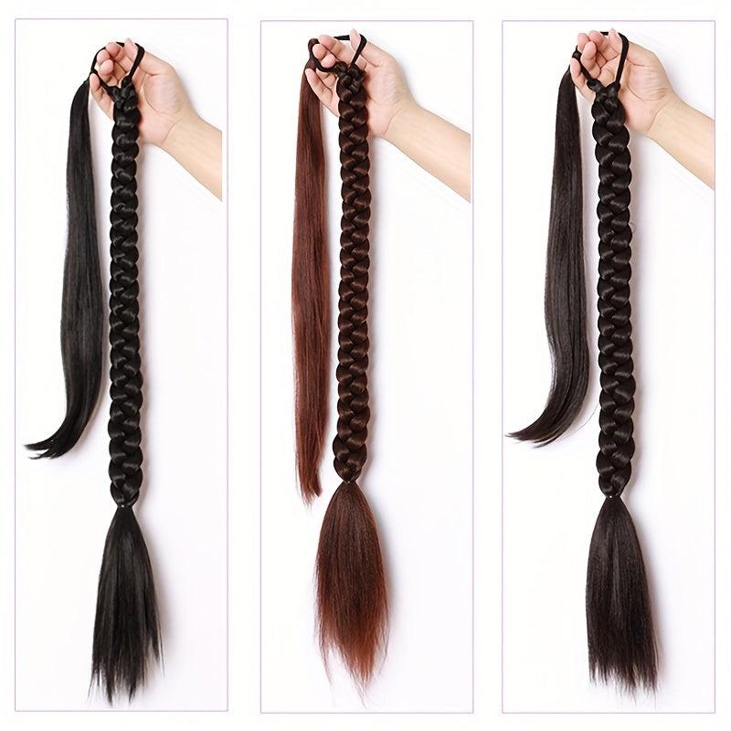 Long Braid Ponytail Extensions Straight Wrap Around Ponytail Hair
