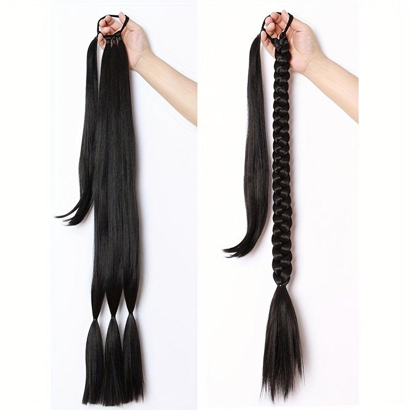 Long Braid Ponytail Extensions Straight Wrap Around Ponytail Hair