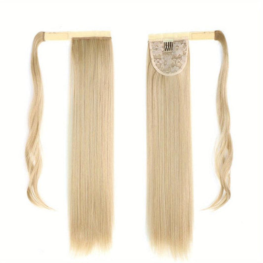 Hook and loop Fastener Ponytail Wig Strap Style Women's Long Straight Hair