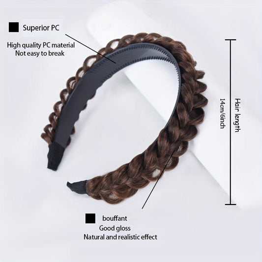 Twist Braided Headband Wide Hair Chunky Plaited Synthetic Braids Hairpiece