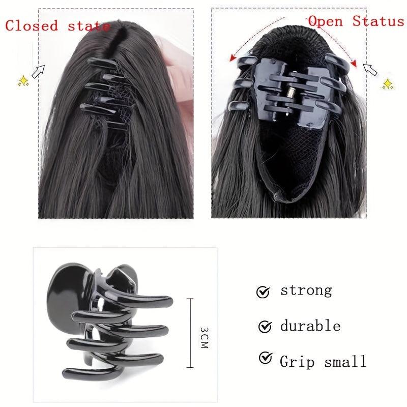 Ombre Straight Ponytail Extensions Mini Claw Clip In Synthetic Fiber Hairpieces
