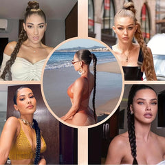 Straight Braided Ponytail Extensions Natural Synthetic Hair for Women