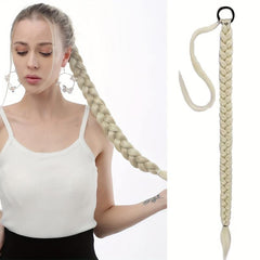 Straight Braided Ponytail Extensions Natural Synthetic Hair for Women