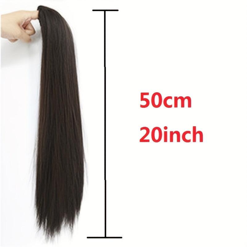Long Synthetic Hair Extensions Straight Ponytail Clip Natural Looking Hairpieces