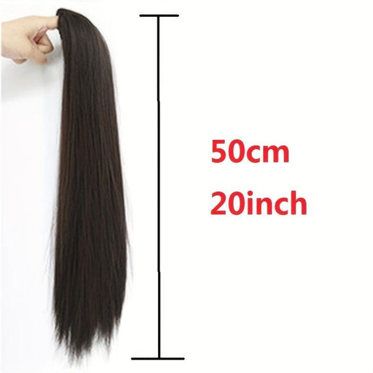 Long Synthetic Hair Extensions Straight Ponytail Clip Natural Looking Hairpieces