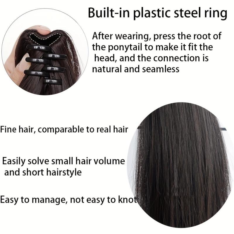 Long Synthetic Hair Extensions Straight Ponytail Clip Natural Looking Hairpieces