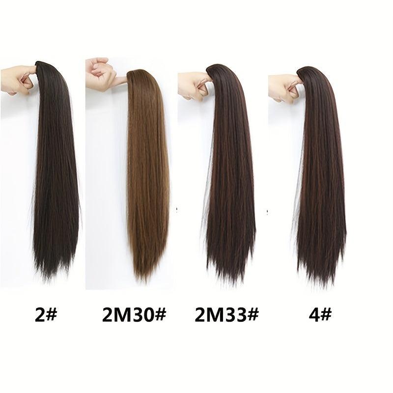 Long Synthetic Hair Extensions Straight Ponytail Clip Natural Looking Hairpieces