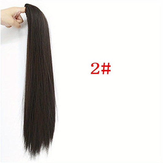 Long Synthetic Hair Extensions Straight Ponytail Clip Natural Looking Hairpieces