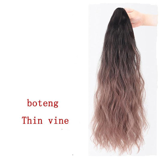 Water Wave Ponytail Wig Synthetic Grey Hair Extension