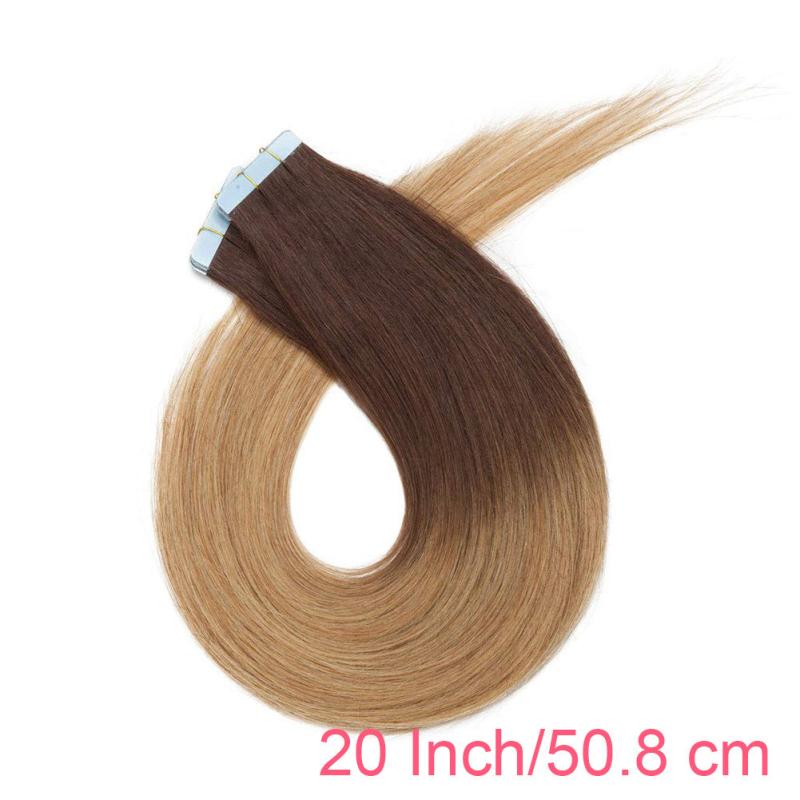 20pcs Tape In Hair Extensions 4T27 50Gram 20Pcs Double Weft Seamless Straight