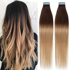 20pcs Tape In Hair Extensions 4T27 50Gram 20Pcs Double Weft Seamless Straight