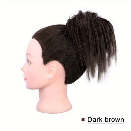 Messy Straight Hair Bun Extensions Chignon Scrunchy