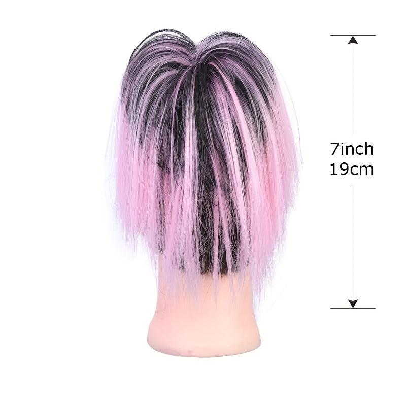 Messy Straight Hair Bun Extensions Chignon Scrunchy