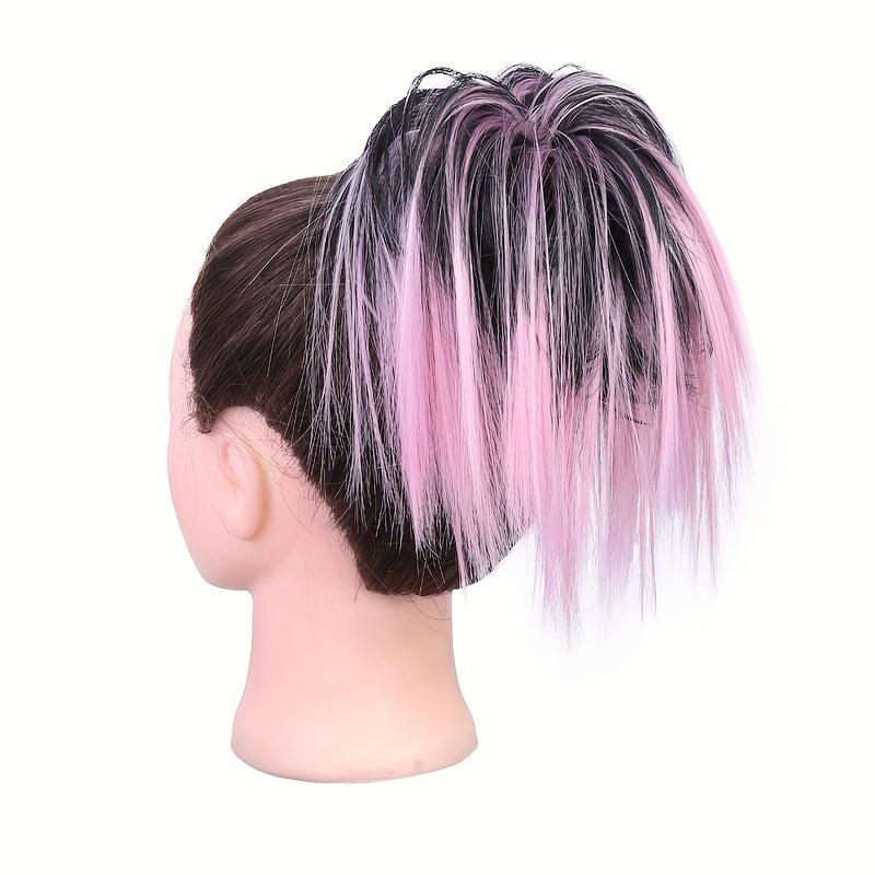 Messy Straight Hair Bun Extensions Chignon Scrunchy