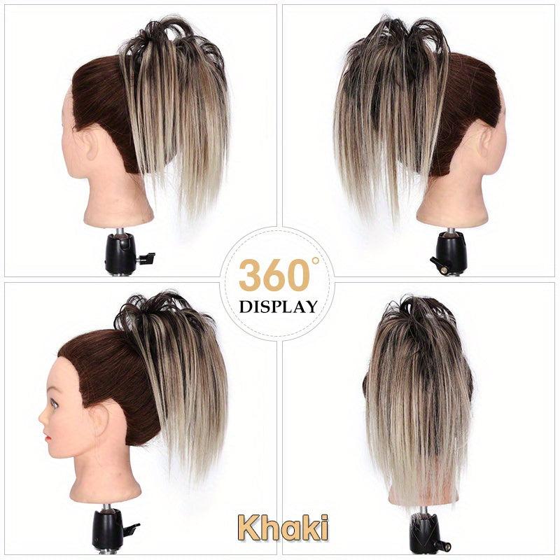 Messy Straight Hair Bun Extensions Chignon Scrunchy