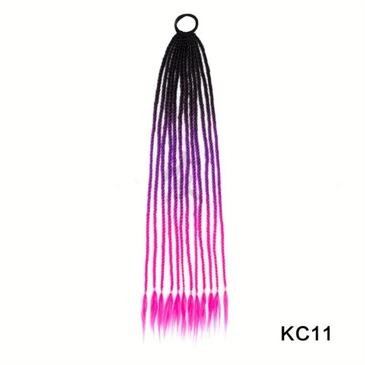 Rainbow Braided Wig Hair Extensions for Women/Girls