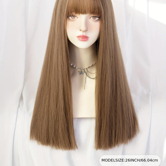 Long Straight Hair Wigs With Bangs Synthetic Hair Replacement Wigs