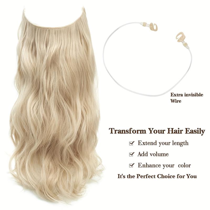 Invisible Wire Hair Extensions Transparent Headband Curly Wavy Hairpiece