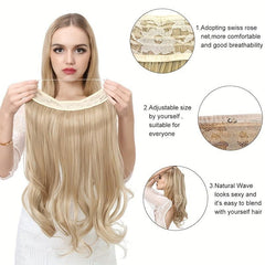 Invisible Wire Hair Extensions Transparent Headband Curly Wavy Hairpiece