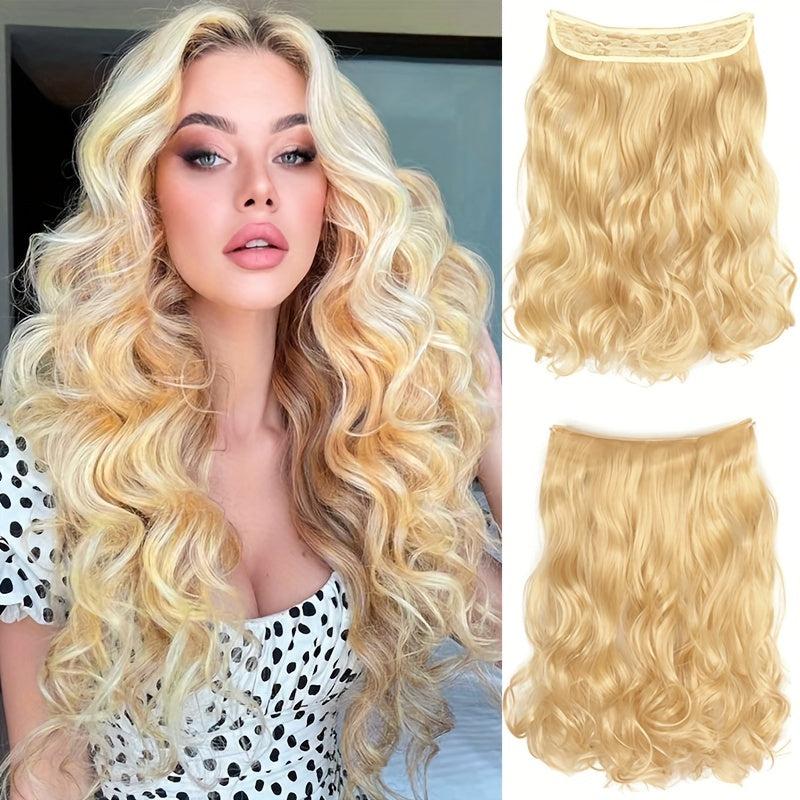 Invisible Wire Hair Extensions Transparent Headband Curly Wavy Hairpiece